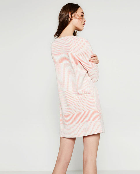 TWO-TONE JACQUARD DRESS