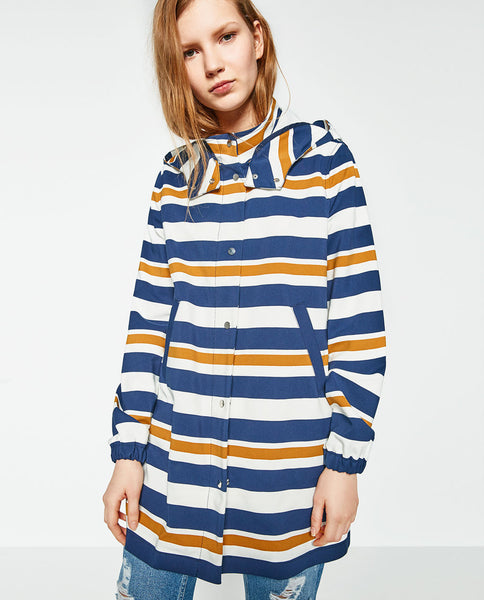 STRIPED PRINT PARKA