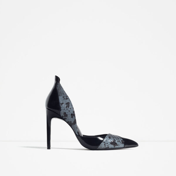 CONTRAST PRINT HIGH HEEL SHOES