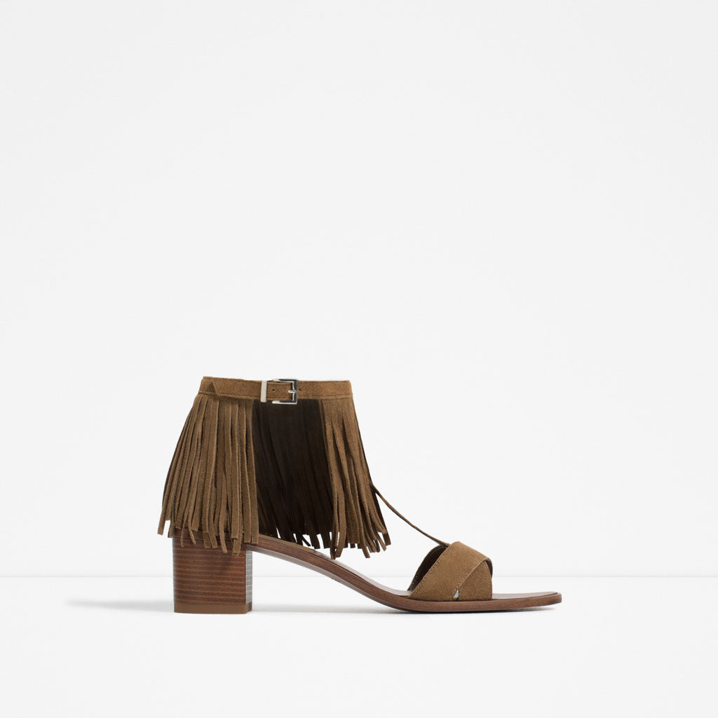 FRINGED LEATHER SANDALS