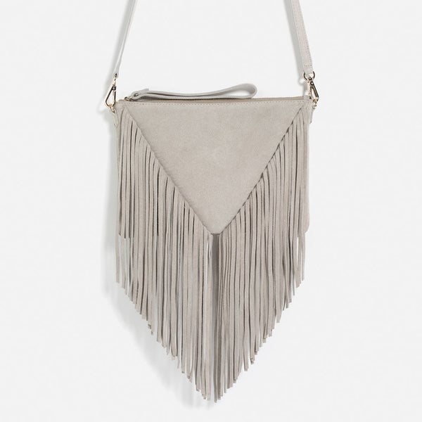 FRINGED LEATHER CLUTCH