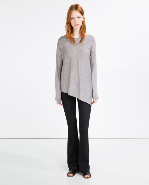 ASYMMETRIC HEM SWEATER