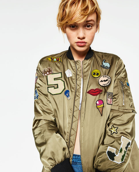 OVERSIZED BOMBER JACKET WITH PATCHES