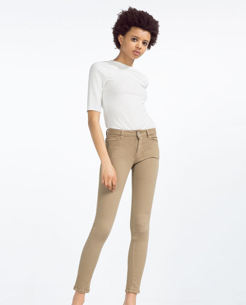 SKINNY MID-RISE TROUSERS