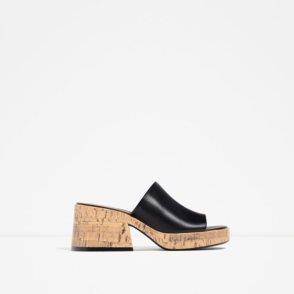 CORK EFFECT MULE SANDALS