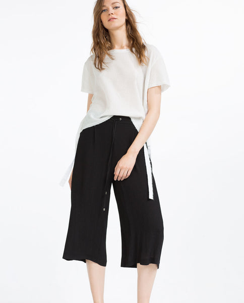 STRETCH CULOTTES WITH DRAWSTRING